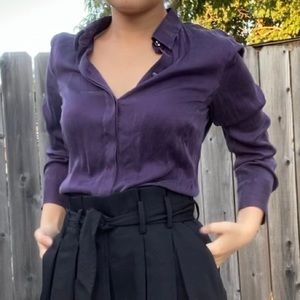 Ann Taylor Petite Purple Silk Blouse